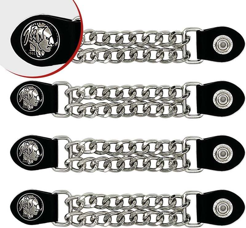 Mirthcos Motorcycle Vest Extenders for Men & Women - 4 PCS Leather Vest Extensions for Biker - Durable Double Chrome Chains - Image 5